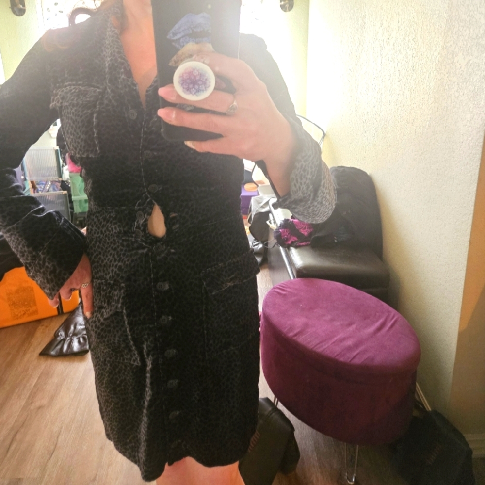 Betsey Johnson Black Label Leopard Velour Dress